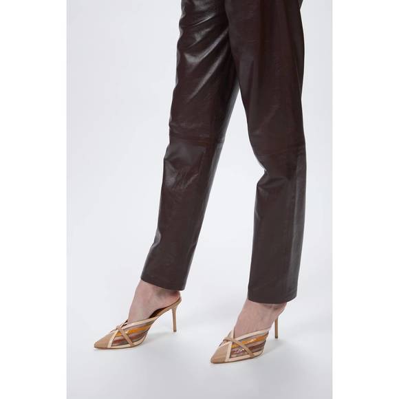 NEW ZEYNEP ARCAY pleated leather pants in plum - Picture 6 of 6